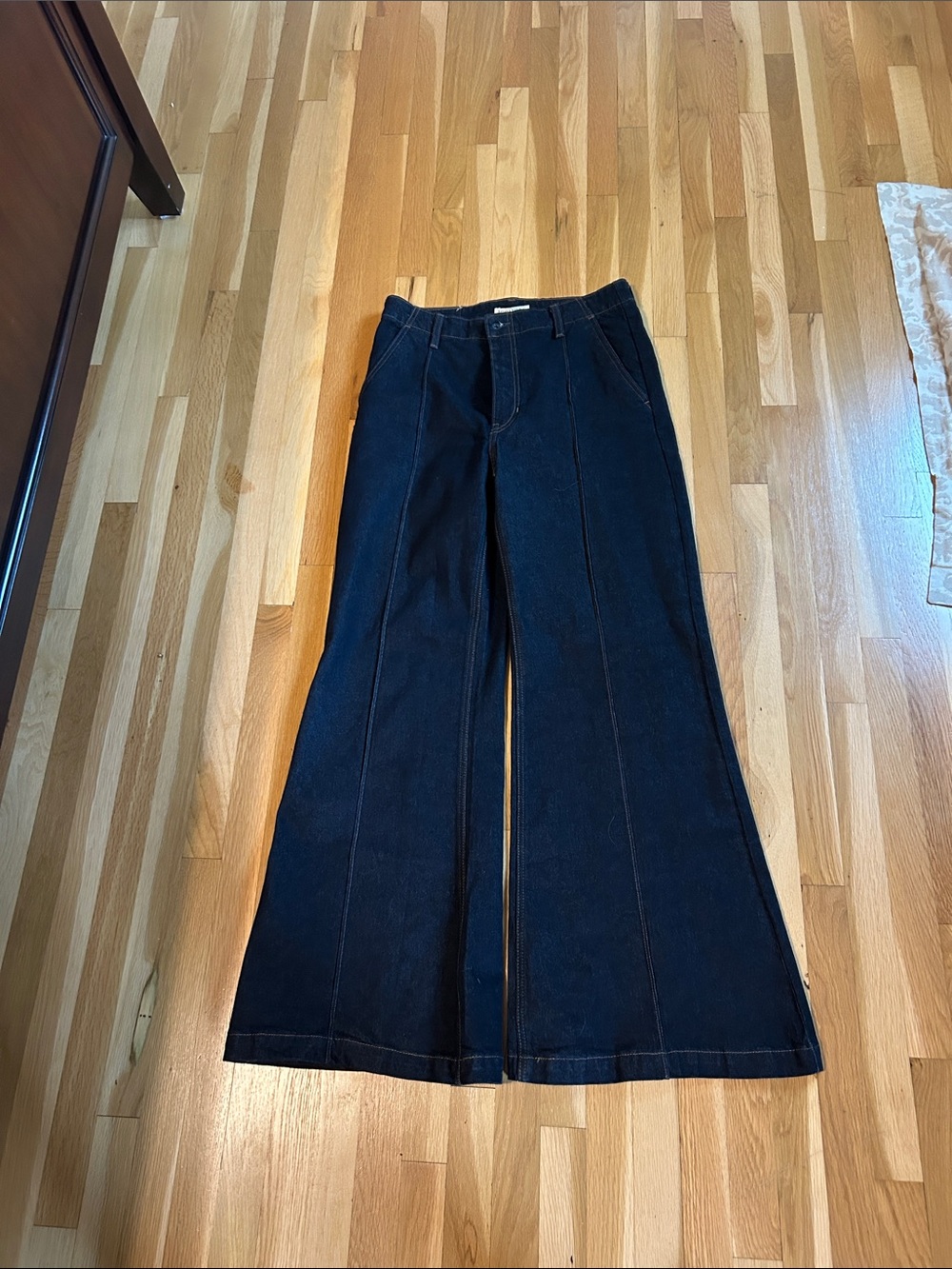 Banana Republic Navy Wide-Leg Flare Jeans with Front Seams